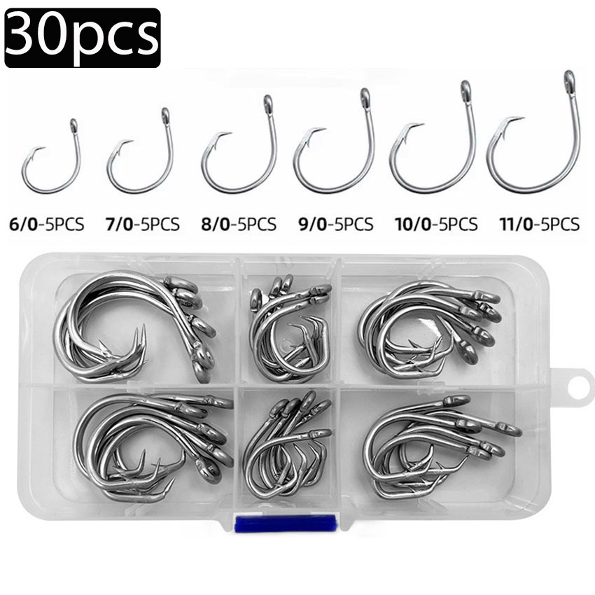 Fishing Hook Circle - 30 pçs/caixa ganchos de pesca aço