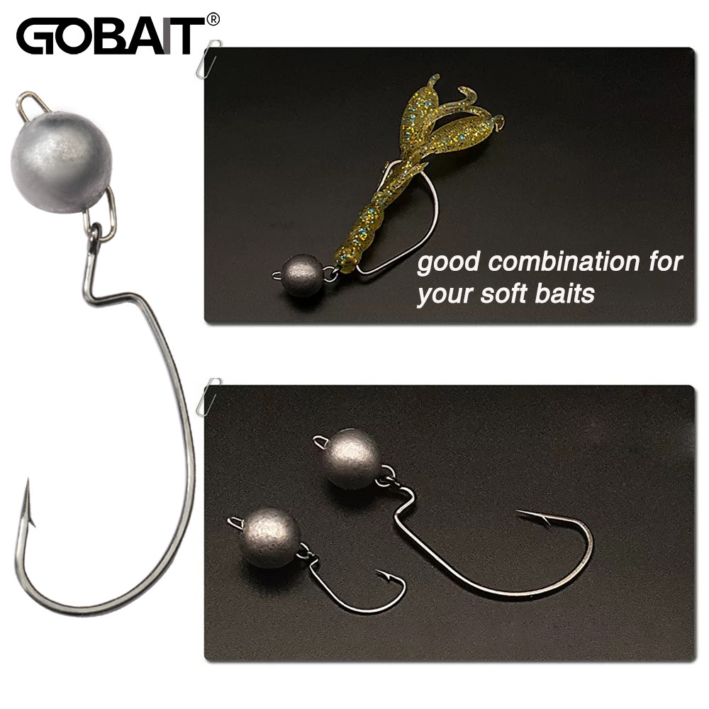Fishing Hook Offset - 5 pçs metal gabarito cabeça worm