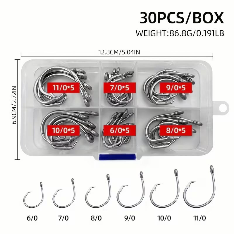30 pçs/caixa ganchos de pesca  - Fishing Hook Circle avaliação e preço