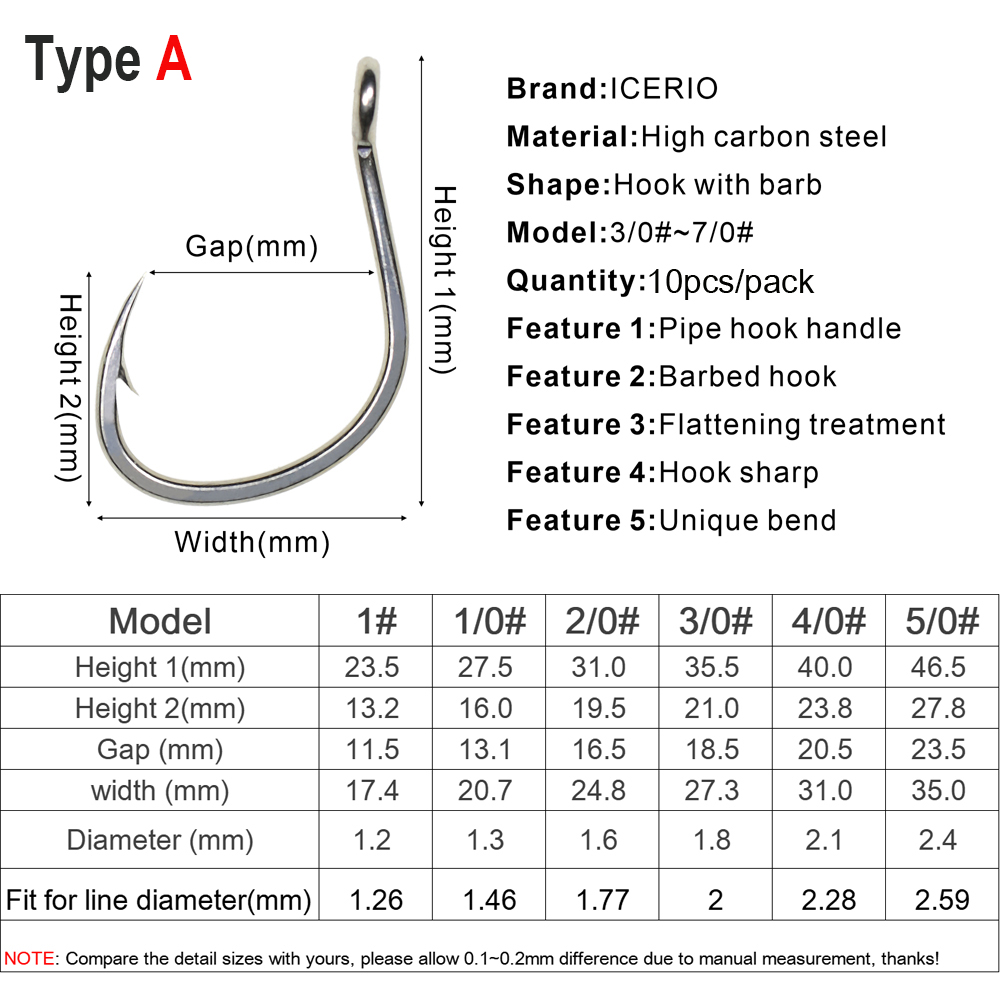 Icerio 10 pçs revestimento de  - Fishing Hook Offset avaliação e preço