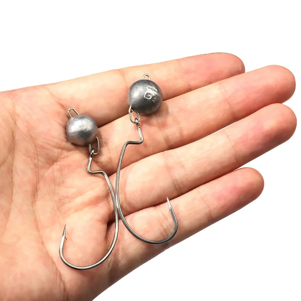 5 pçs metal gabarito cabeça wo - Fishing Hook Offset avaliação e preço